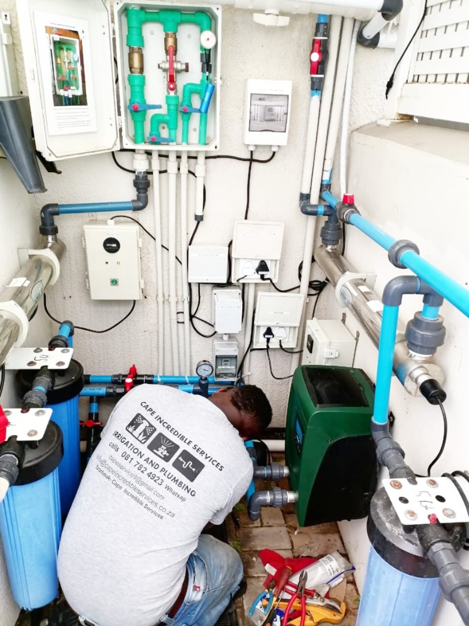 Steve Toba working inside a pump room — Cape Incredible Services